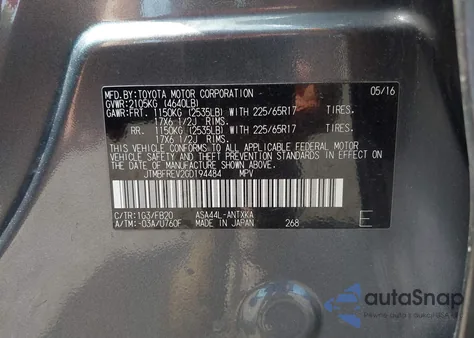 2016 Toyota Rav4 Le z USA, uszkodzony, nr VIN JTMBFREV2GD194484